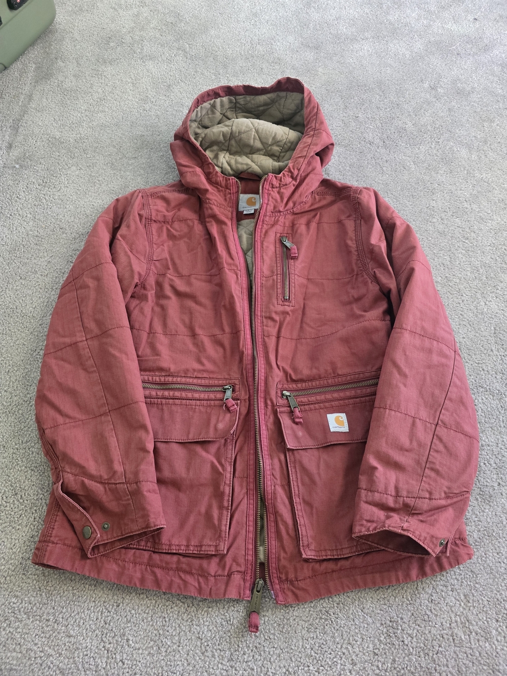 Rust-red Carhartt women's hooded utility jacket Size MEDIUM